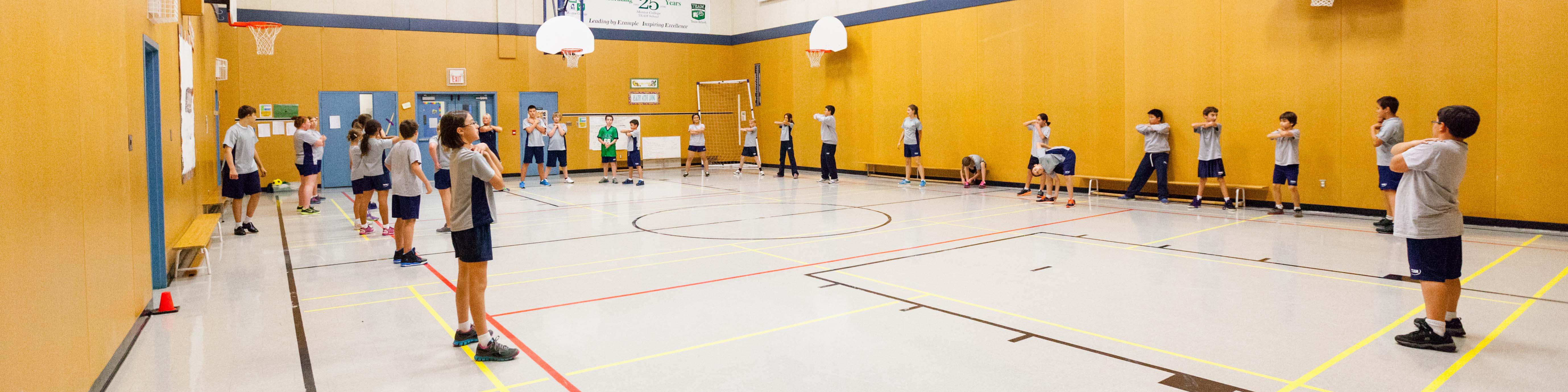 Gym class at the TEAM School gymnasium