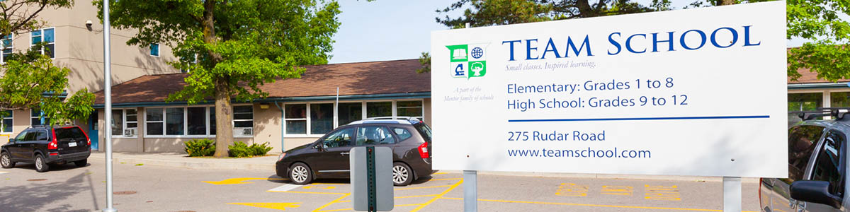 TEAM School welcome sign